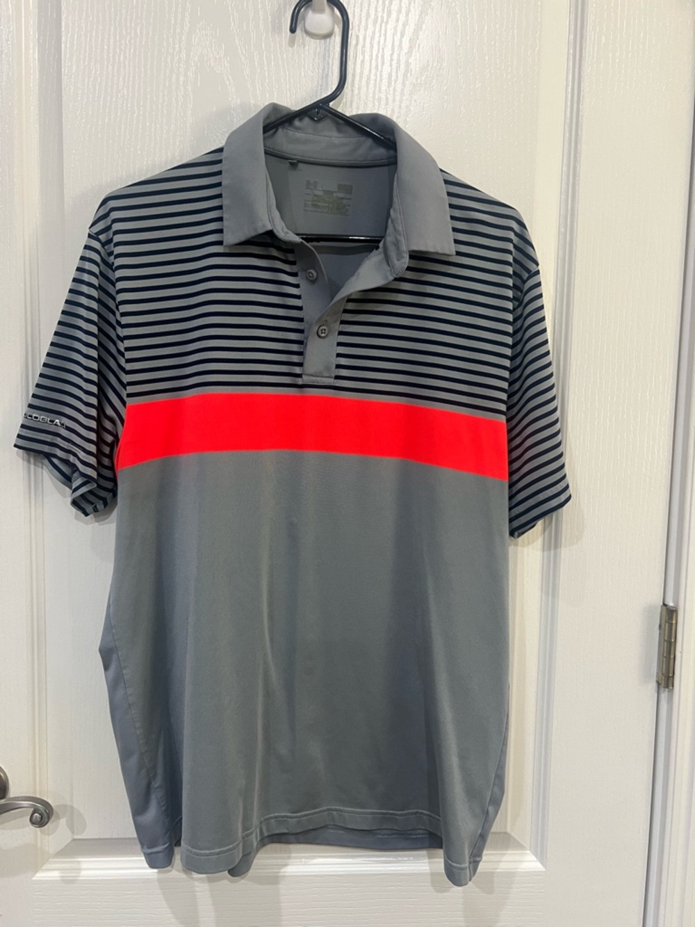 Under Armour Grey Polo with Black Stripes